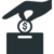 Logo, d’une main tenant une pièce et la déposant dans une tirelire